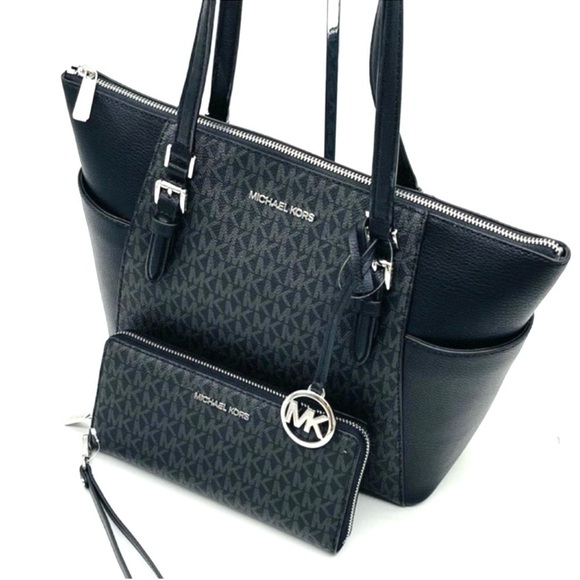 Michael Kors Large Top Zip Tote Bag Black & Large Continental Wallet Black (NWT) - Picture 4 of 12